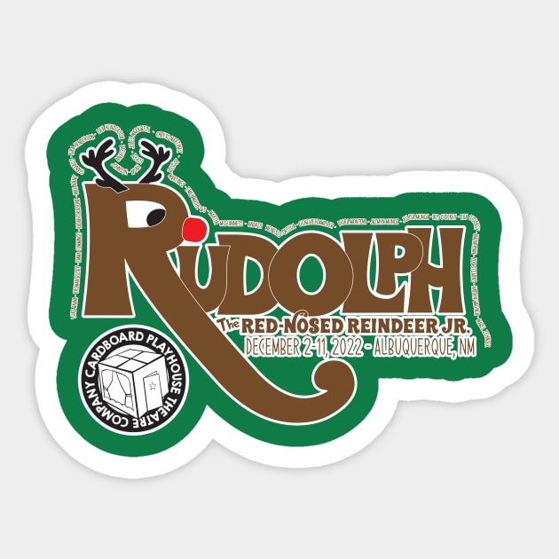 Rudolph The Red-Nosed Reindeer Jr. Sticker by cardboardplayhouse